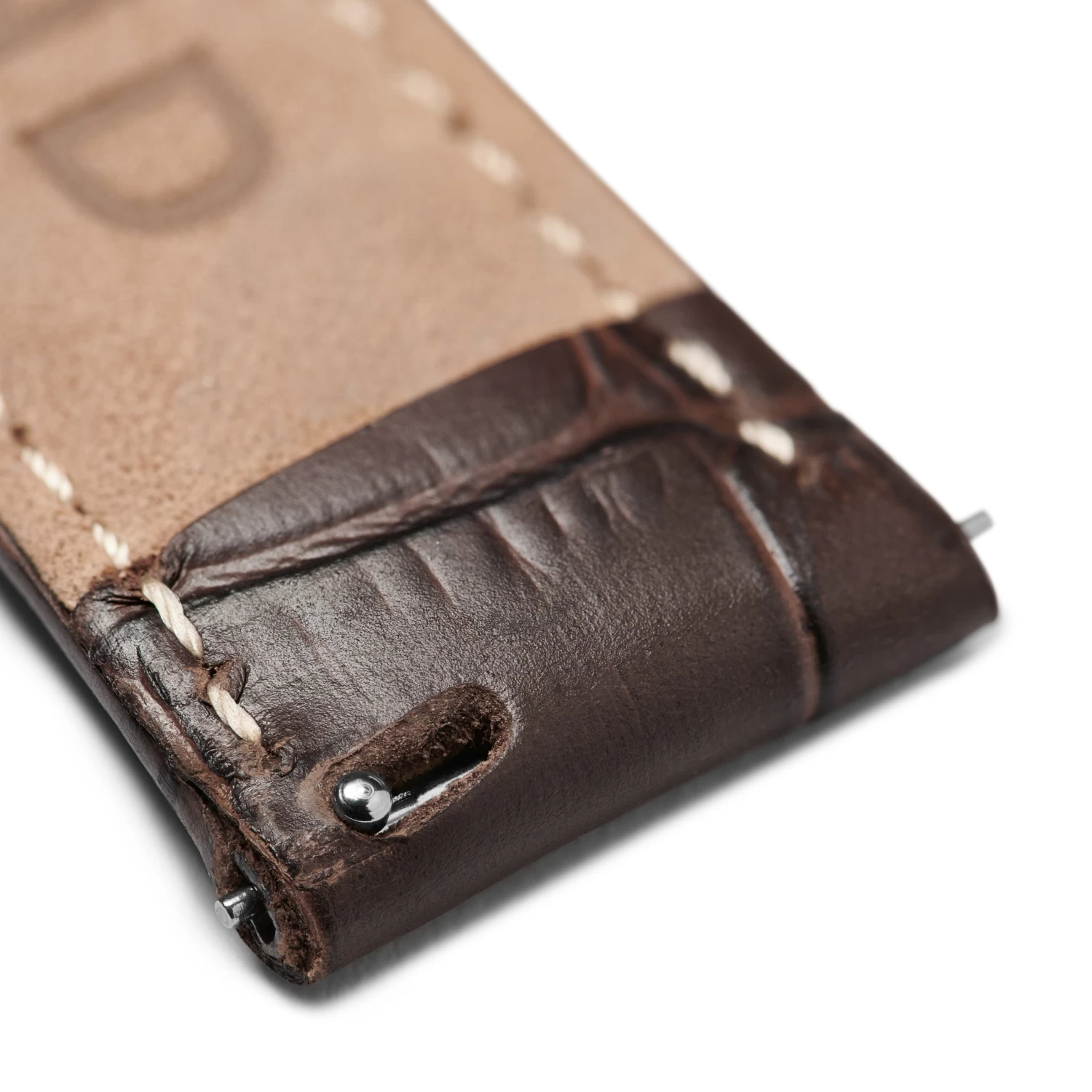 7/8" (22 Mm) Crocodile-Embossed Dark-Brown Leather Watch Strap With Gold-Tone Buckle – Quick Release - Image 3