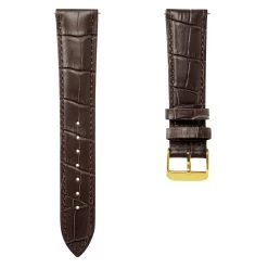 18mm Crocodile-Embossed Dark-Brown Leather Watch Strap With Gold-Tone Buckle – Quick Release