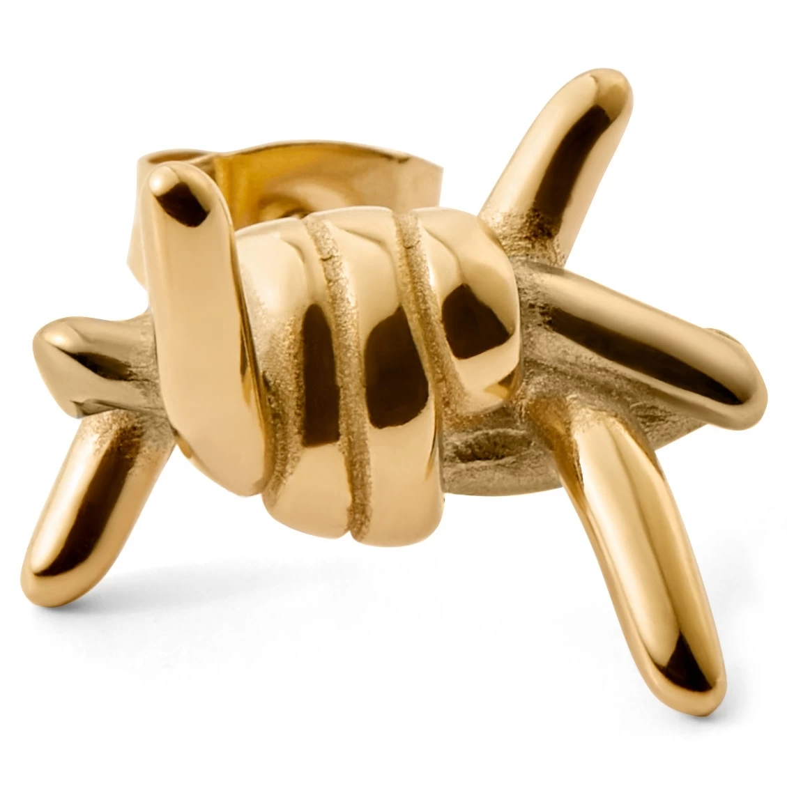 Floyd | Gold-Tone Barbed Wire Stud Earring - Image 4