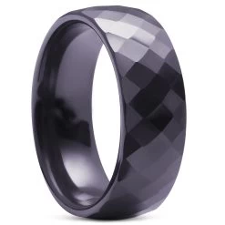8 Mm Charcoal Faceted Ceramic Ring