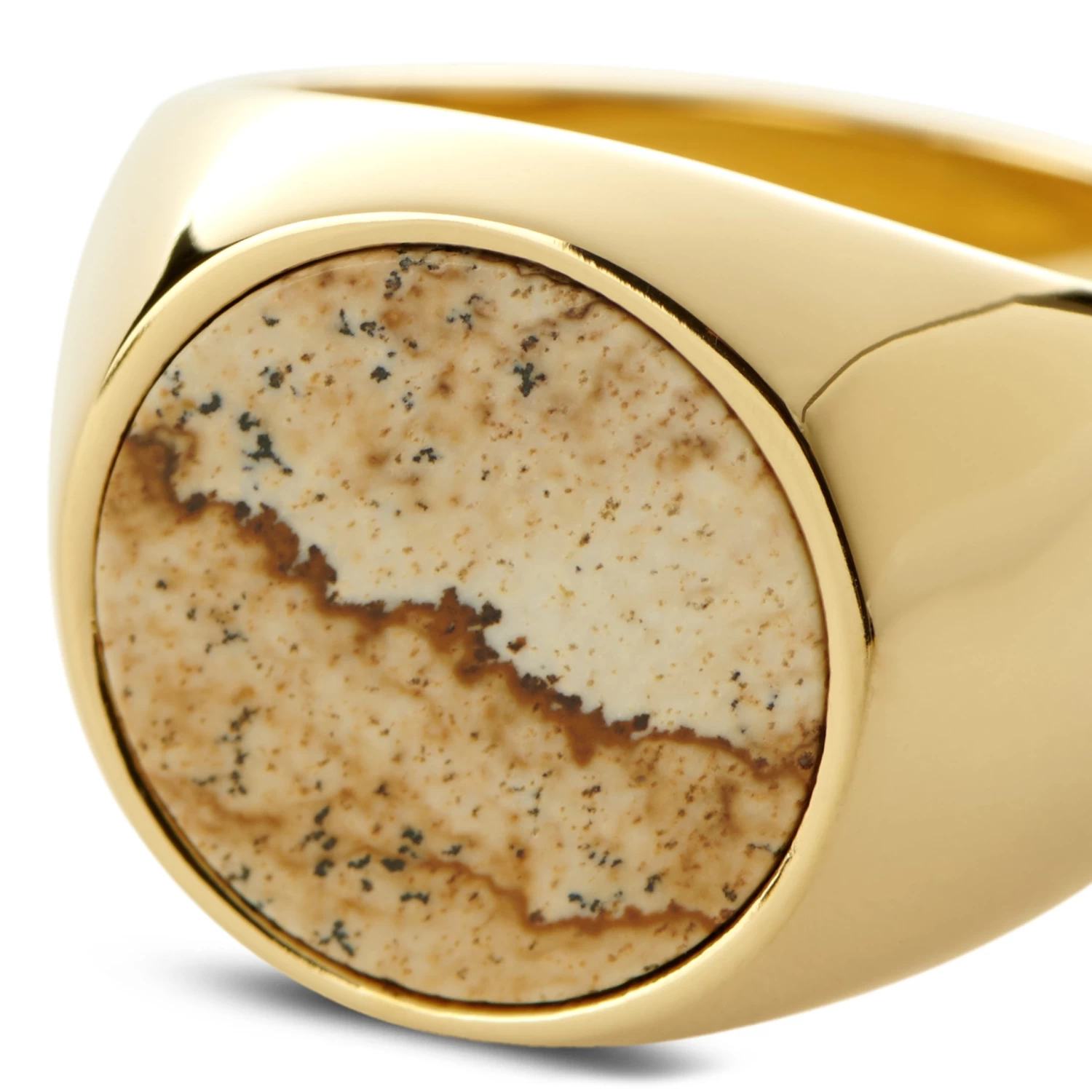 Makt | Gold-Tone With Madagascar Stone Signet Ring - Image 2