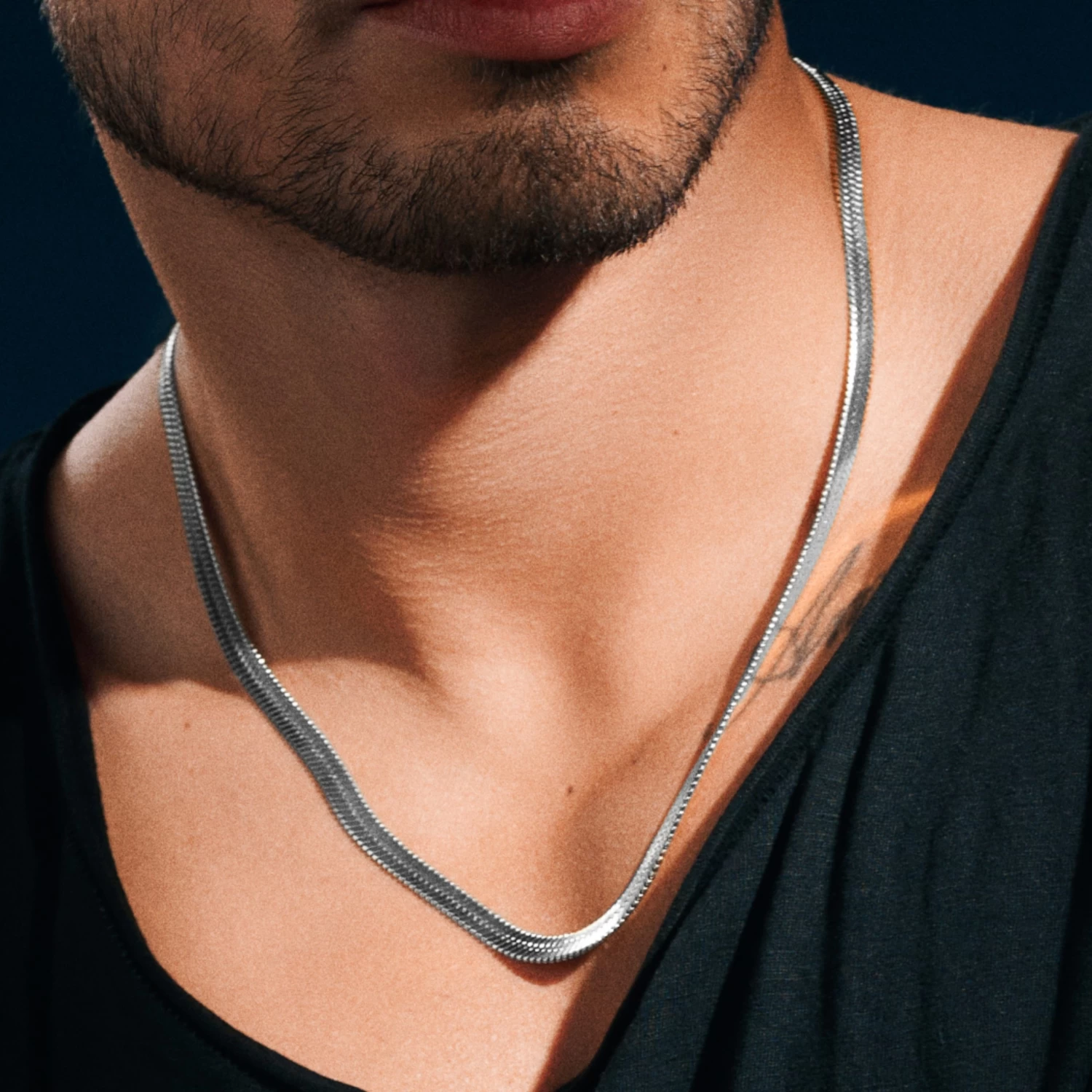 Essentials | 6 Mm Silver-Tone Herringbone Chain Necklace - Image 5