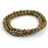 Wrap-around Green Unakite Bead Bracelet