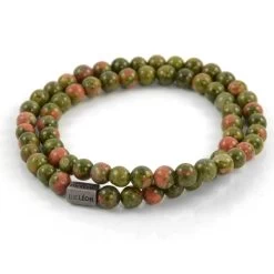 Wrap-around Green Unakite Bead Bracelet