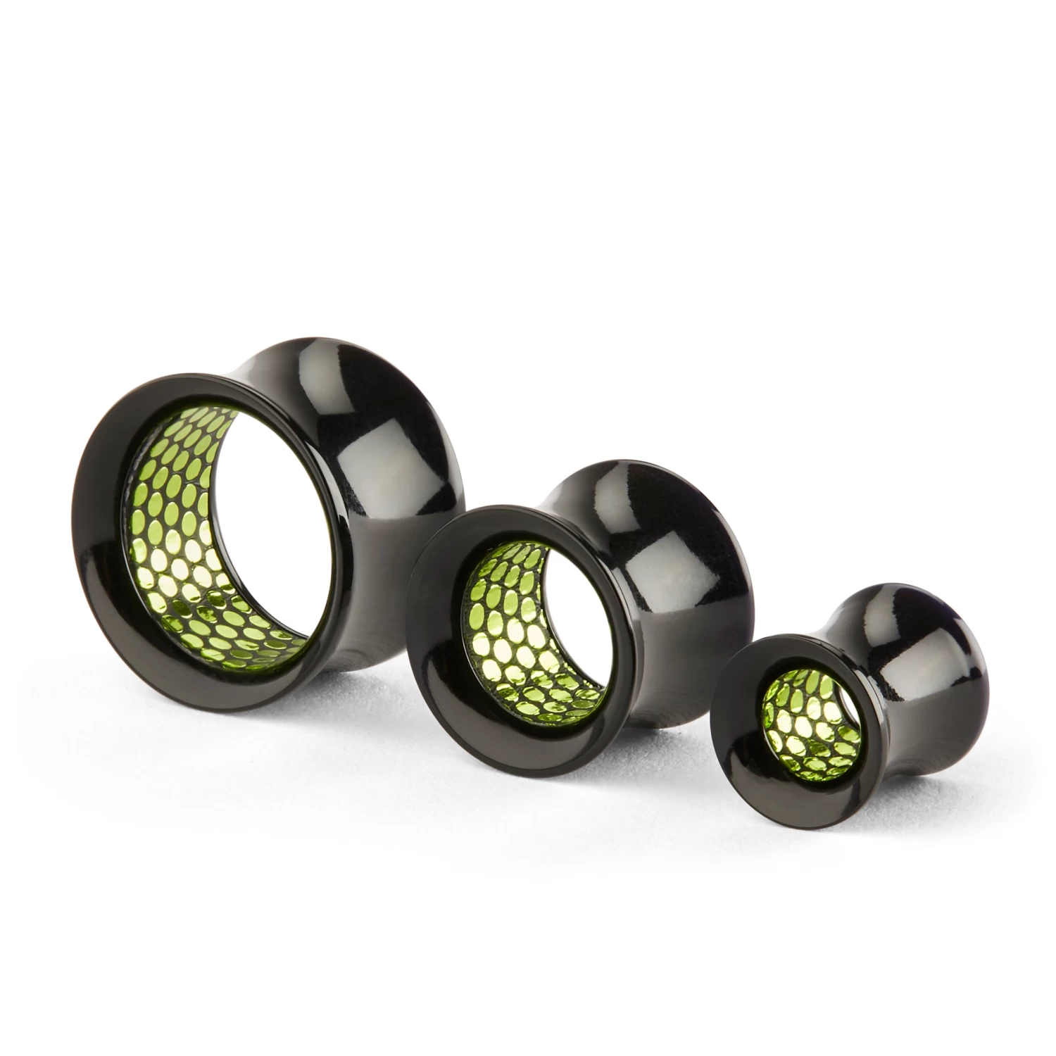 Black Acrylic With Glitter Inlay Saddle Fit Tunnel Earring