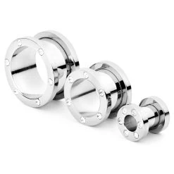 Steel Ear Tunnel With In-laid Crystals