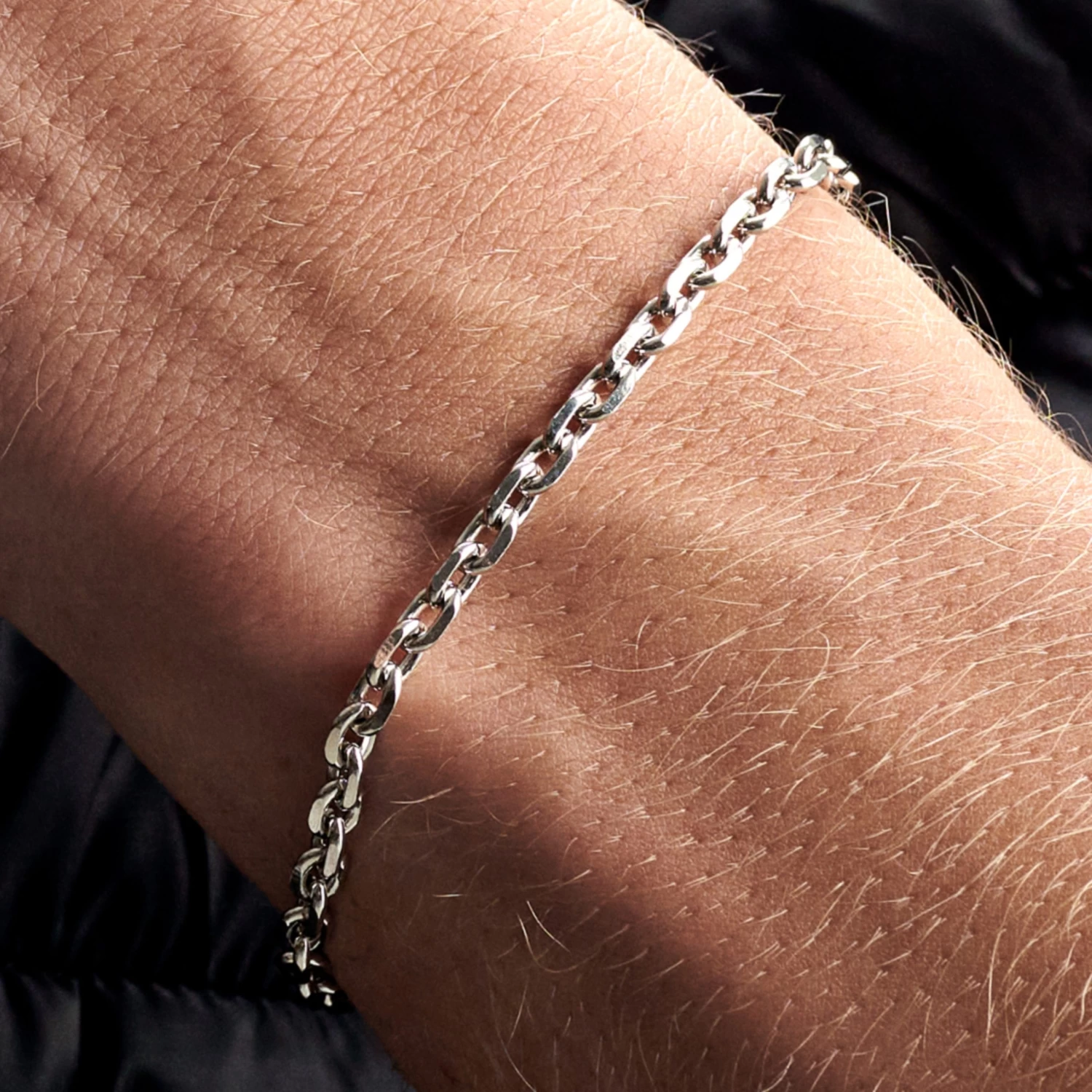 Argentia | 925s | 1/5" (4 Mm) Rhodium-Plated Sterling Silver Cable Chain Bracelet - Image 6