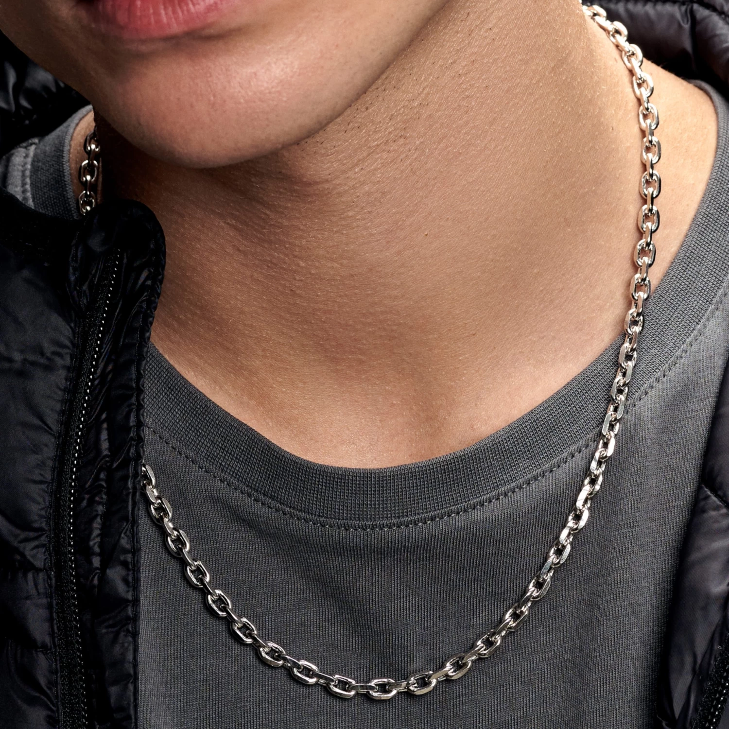 Argentia | 925s | 6 Mm Rhodium-Plated Sterling Silver Cable Chain Necklace - Image 6