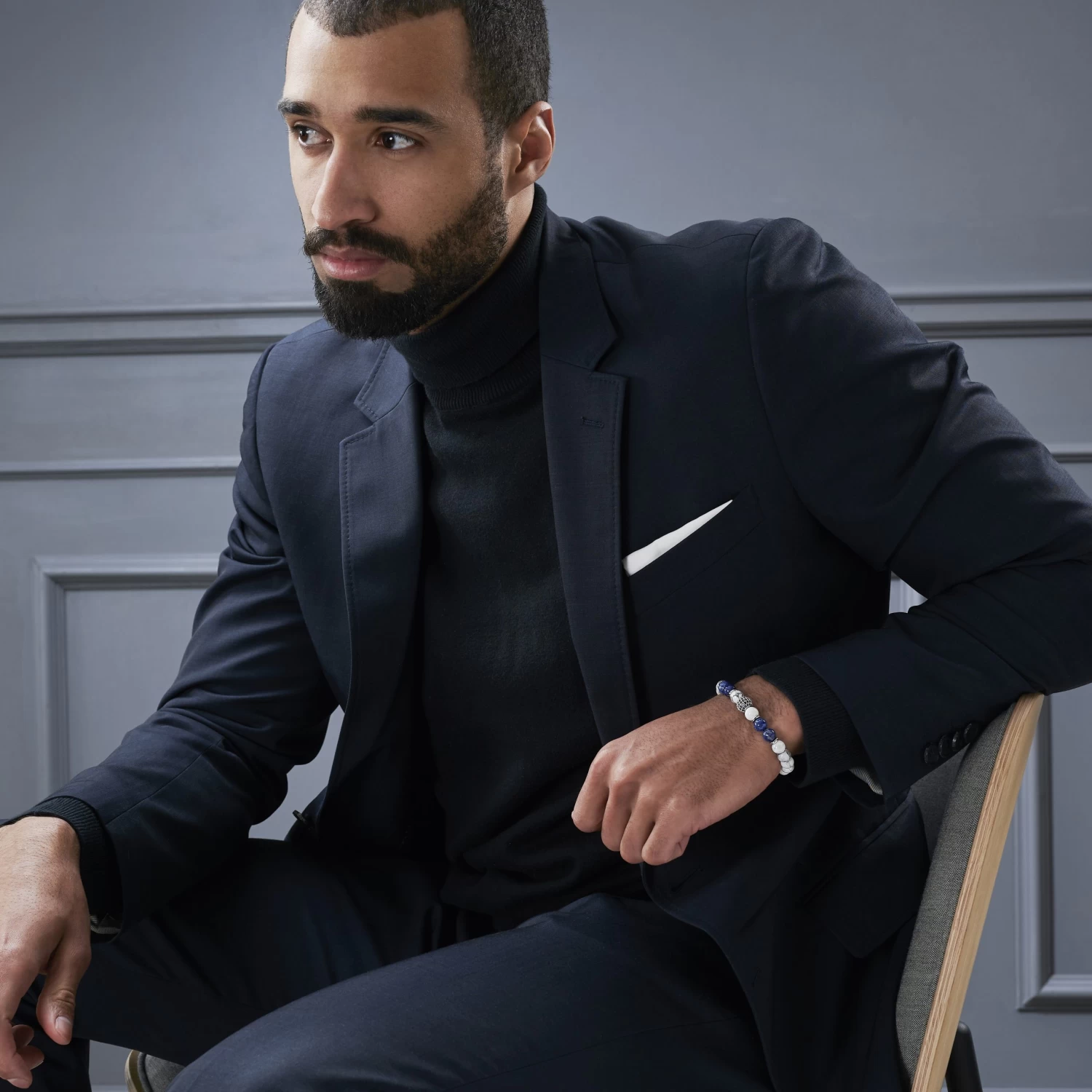 White Pine, Blue Lapis Lazuli & Silver-Tone Zirconia Bracelet - Image 5