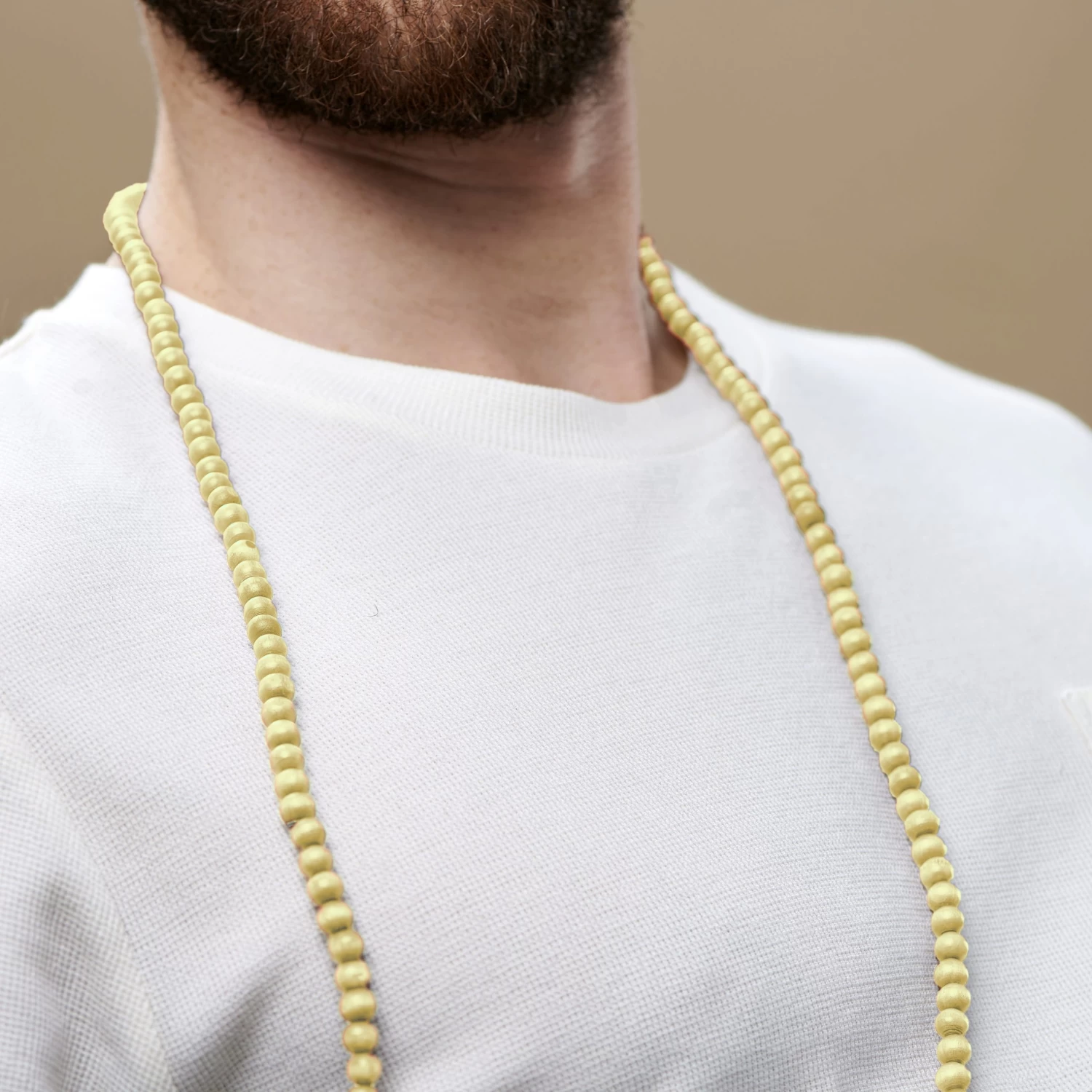 Yellow Wooden Pearl Beaded Necklace - Image 4