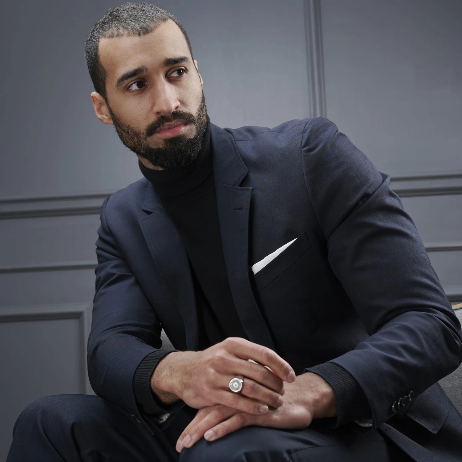 Makt | Silver-Tone Stainless Steel With Dark Gray Viking Coin Signet Ring - Image 6