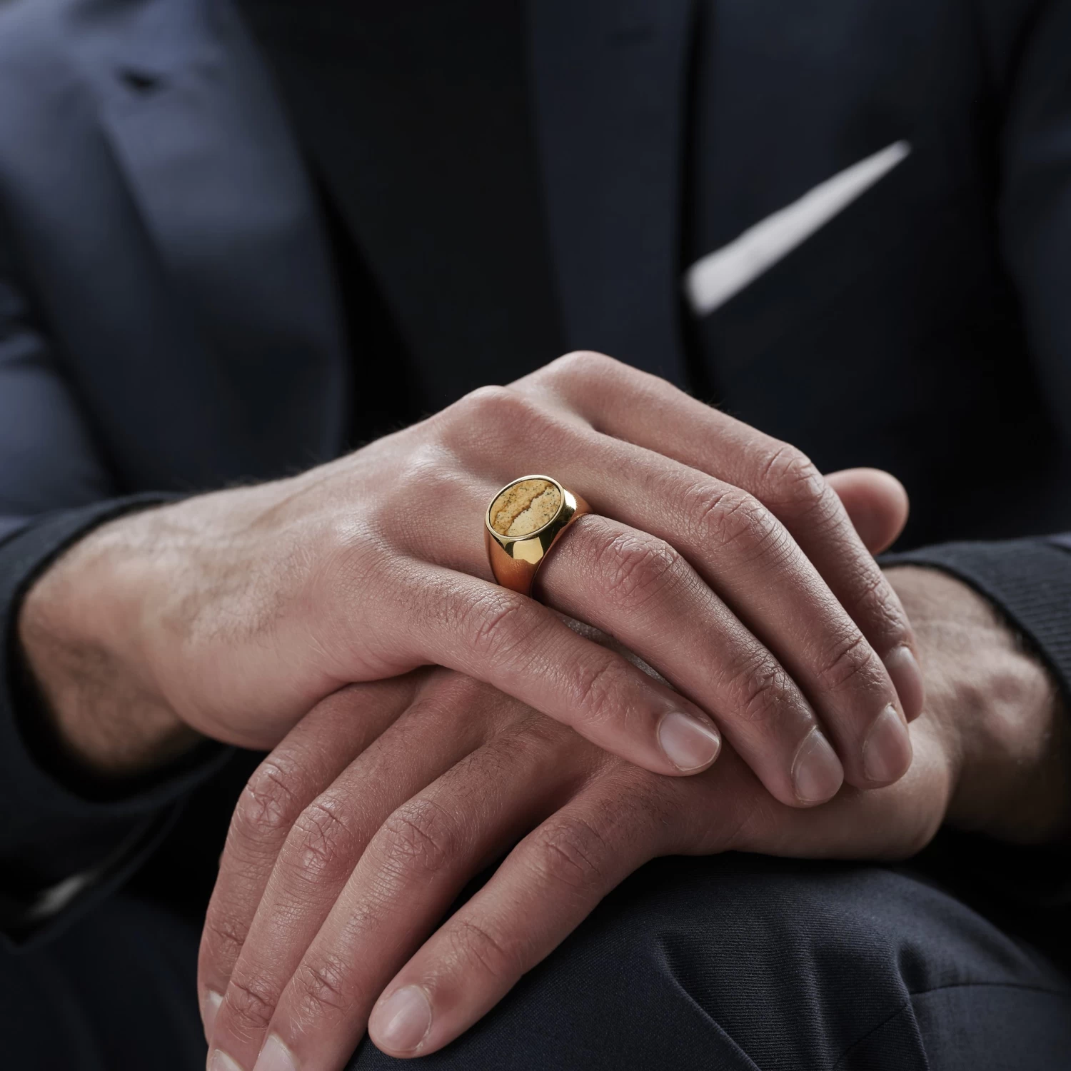 Makt | Gold-Tone With Madagascar Stone Signet Ring - Image 5