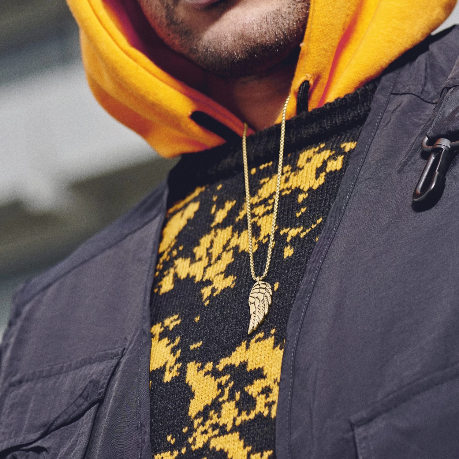 Egan | Gold-Tone Feather Wing Box Chain Necklace - Image 2