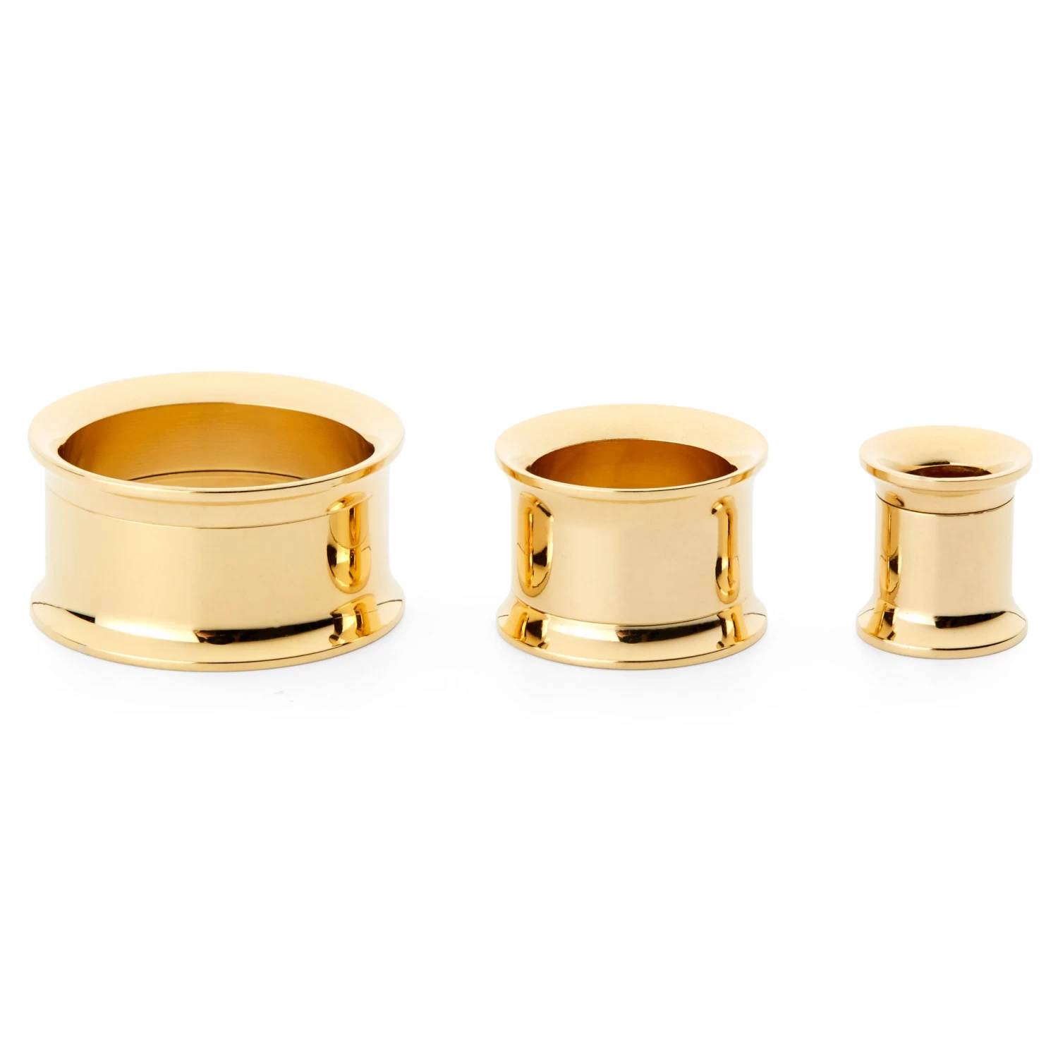 Gold-Tone Thin-Rimmed Screw-Fit Tunnel Earring - Image 2