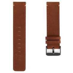 Tan & Gunmetal Grey Watch Strap With Cream Stitches