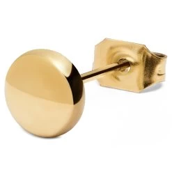 6 Mm Gold-Tone Button Stud Earring