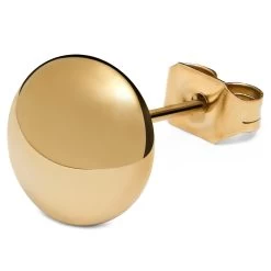 8 Mm Gold-Tone Button Stud Earring