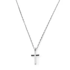 Silver-Tone Stainless Steel Classic Cross Cable Chain Necklace