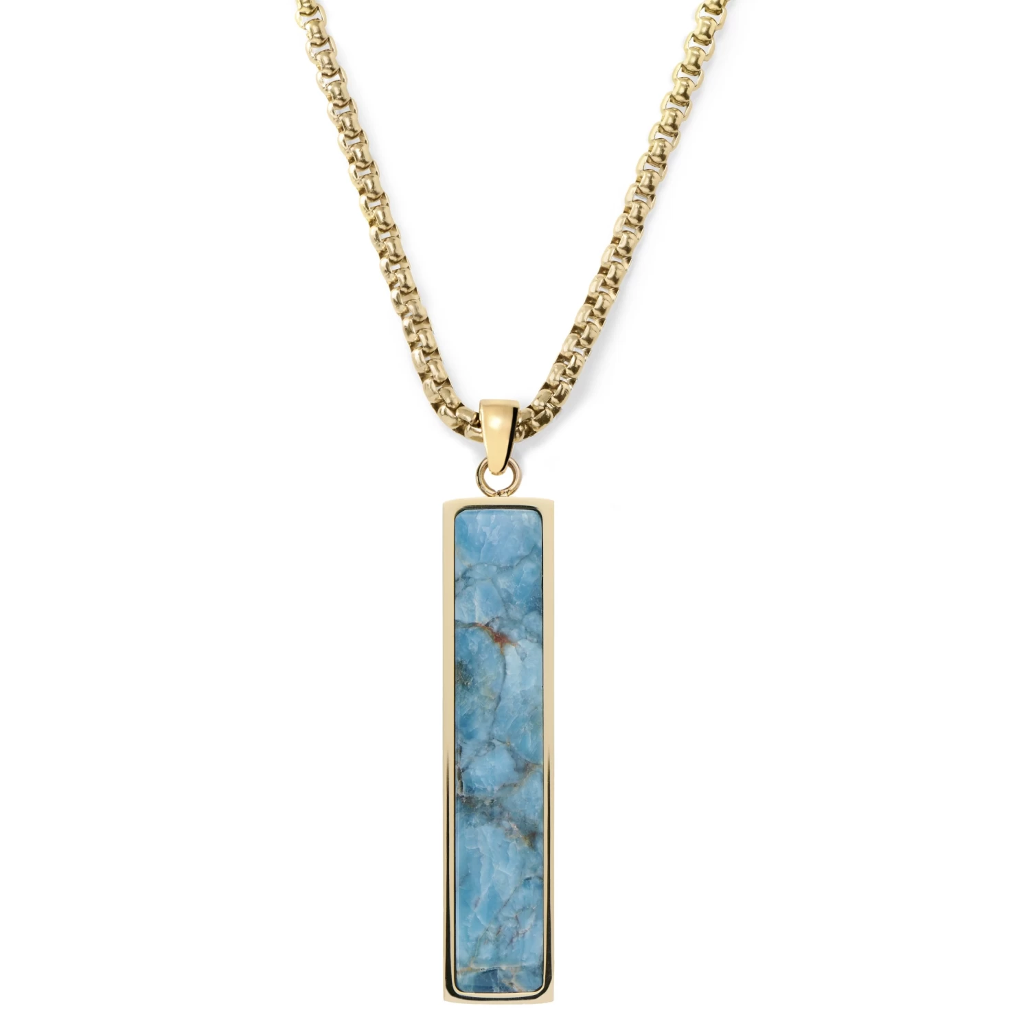 Orisun | Gold-Tone Larimar Stone Line Pendant Necklace