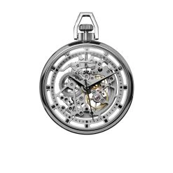 Agito | Silver-Tone Stainless Steel Skeleton Pocket Watch