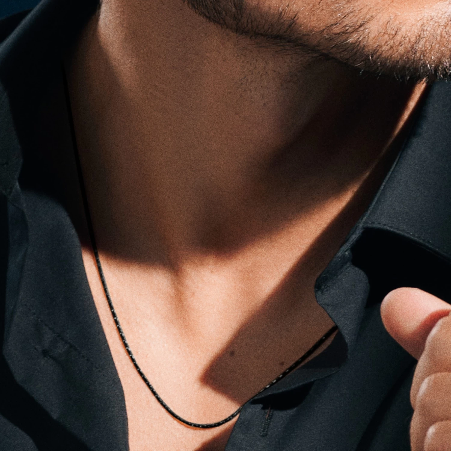 Essentials | 1 Mm Gunmetal Black Rectangular Box Chain Necklace - Image 5