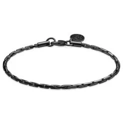 Essentials | 3 Mm Gunmetal Black Rectangular Box Chain Bracelet