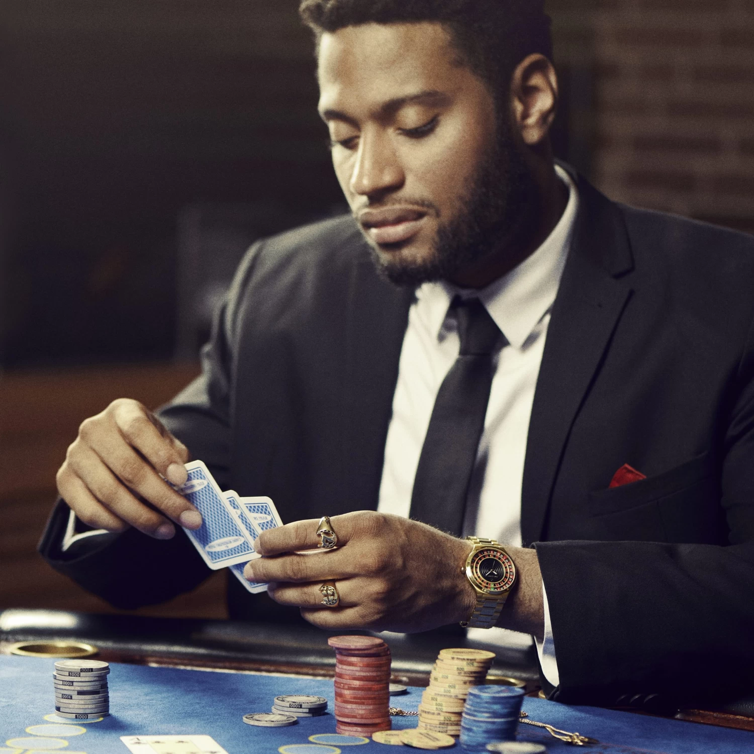 Ace | Gold-Tone Lucky 7 & Horseshoe Signet Ring - Image 4