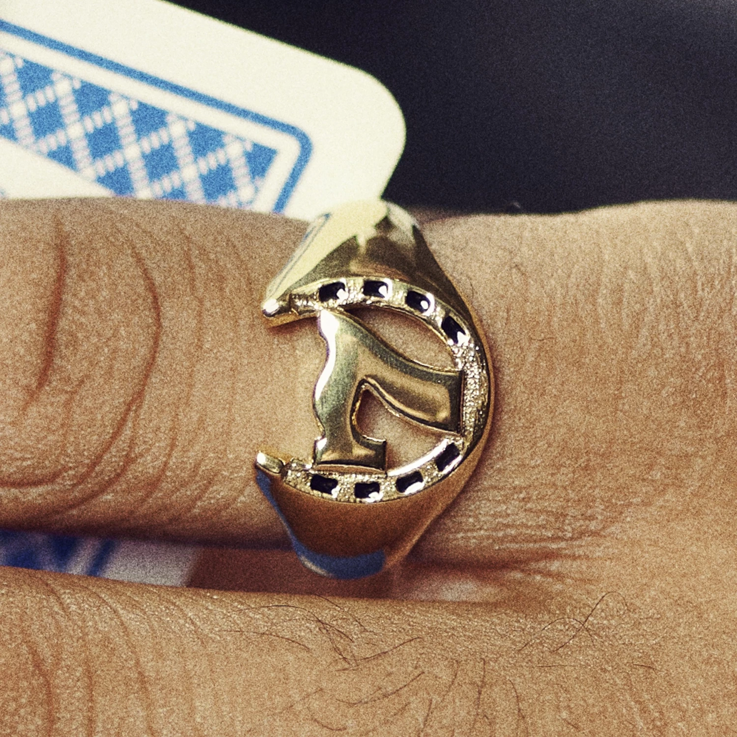 Ace | Gold-Tone Lucky 7 & Horseshoe Signet Ring - Image 8
