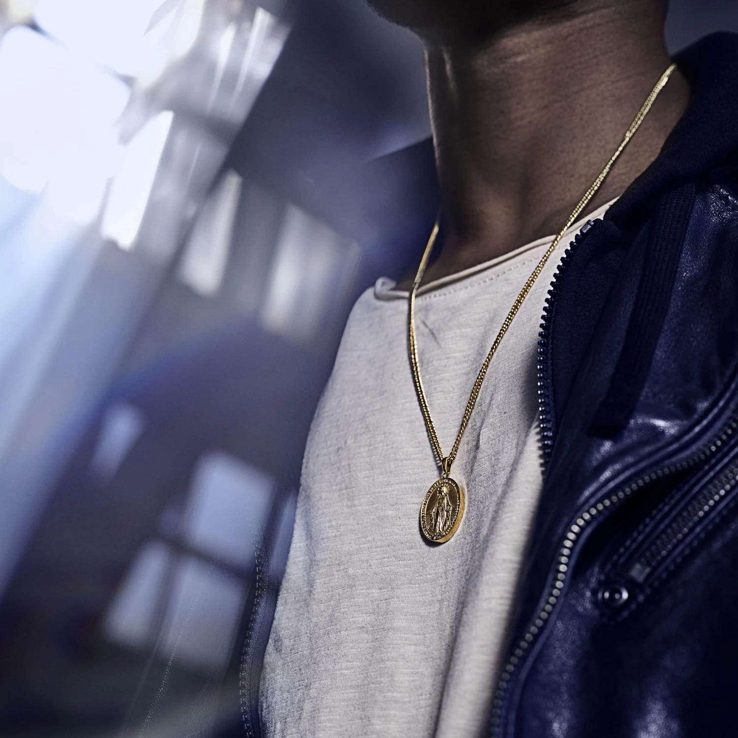 Sanctus | Gold-Tone Miraculous Medal Wheat Chain Necklace - Image 2