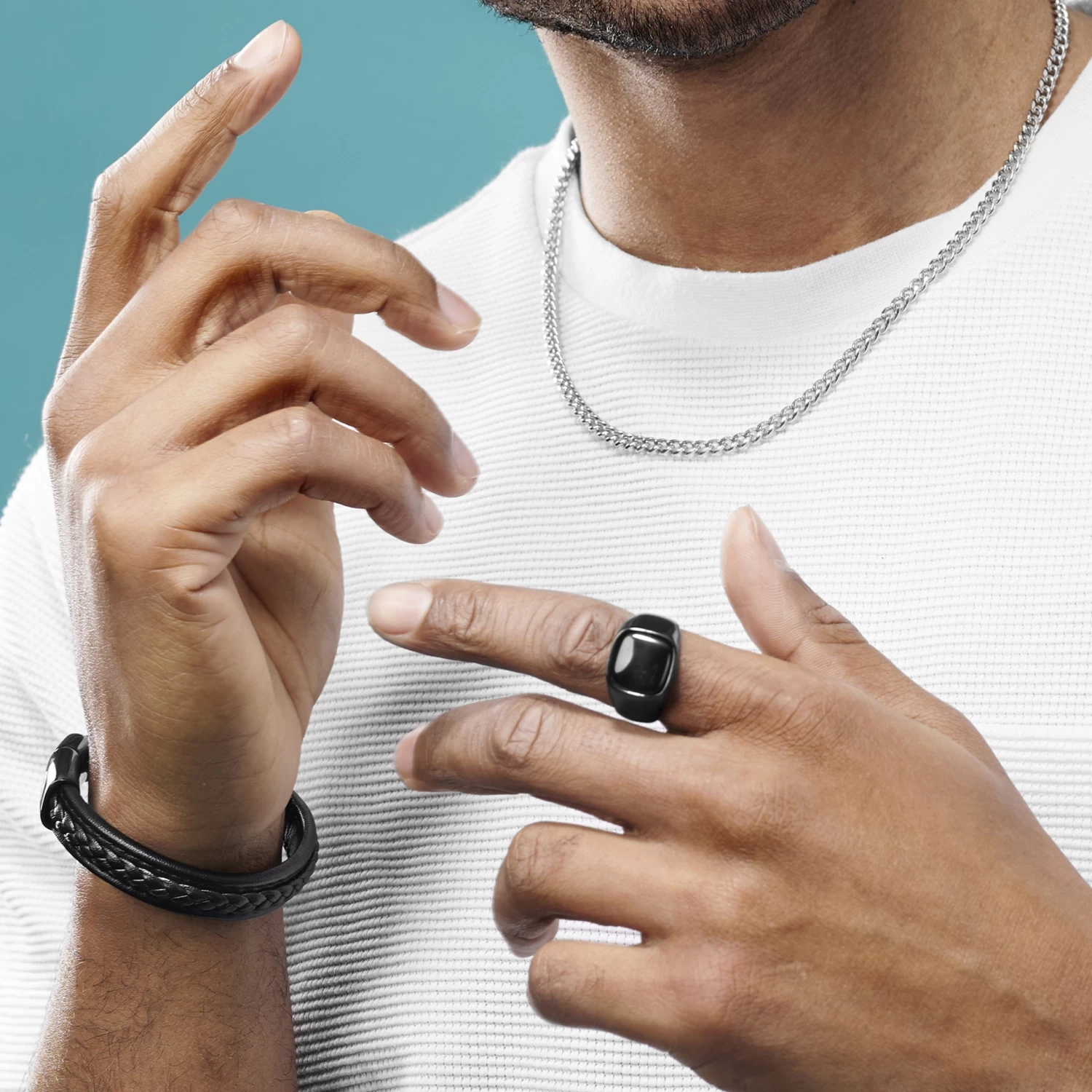 Gravel | Gunmetal Stainless Steel With Black Onyx Signet Ring - Image 4