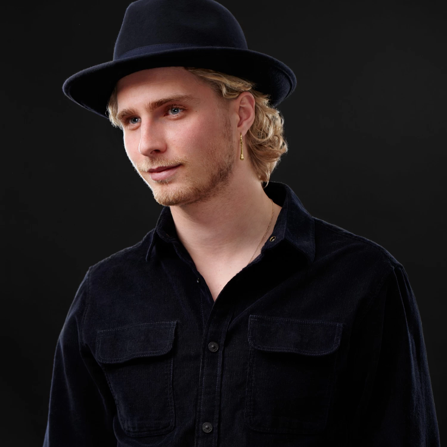 Gold-Tone Microphone Hoop Earring - Image 4