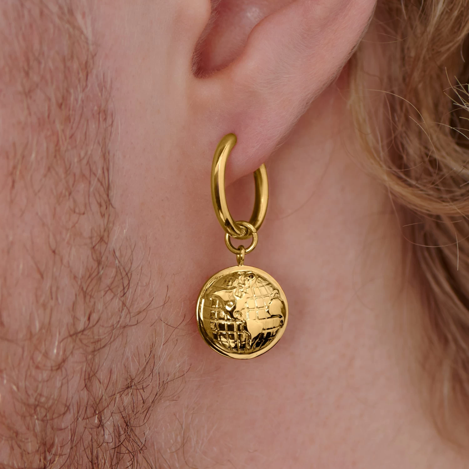 Gold-Tone Globe Hoop Earring - Image 4