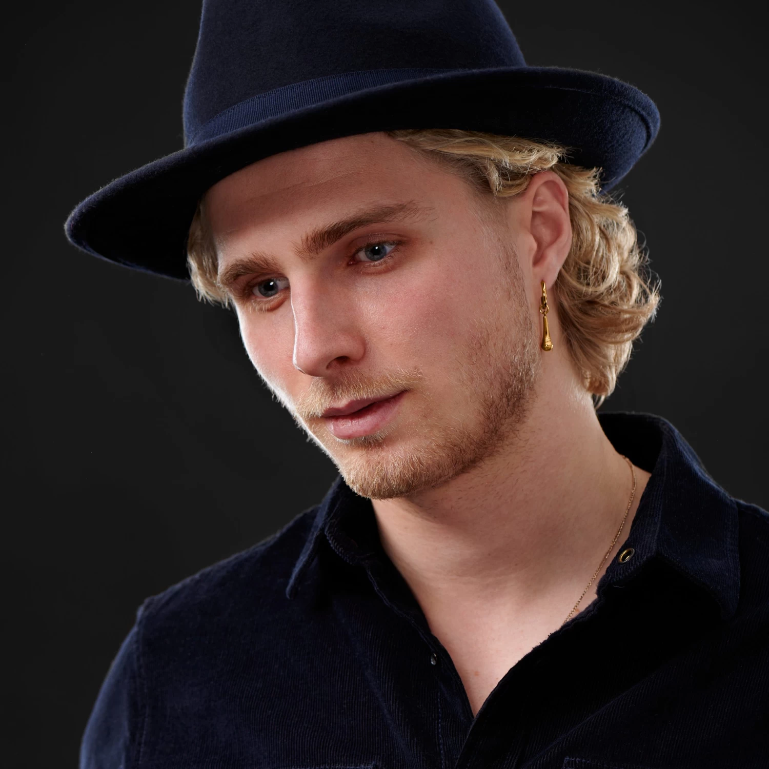 Gold-Tone Microphone Hoop Earring - Image 3