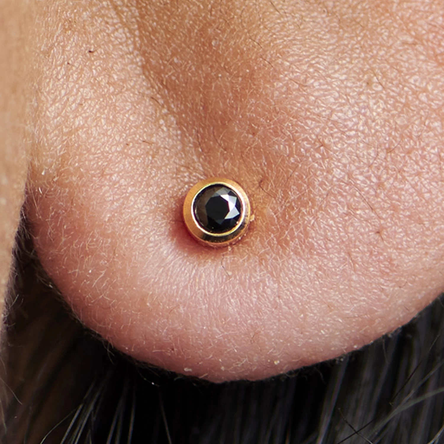 3 Mm Black Round Zirconia & Gold-Tone Stud Earring - Image 5