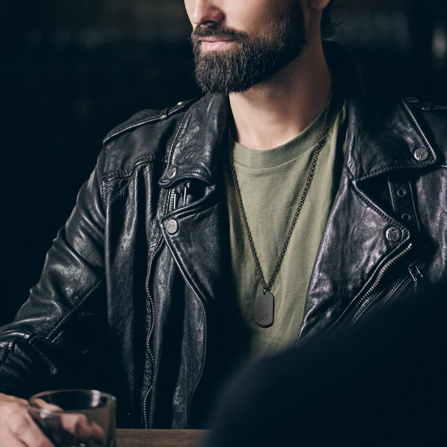 Zodiac | Gunmetal Stainless Steel Sagittarius Star Sign Dog Tag Cable Chain Necklace - Image 3