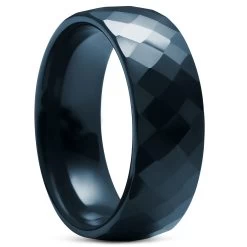 8 Mm Petrol Blue Faceted Ceramic Ring