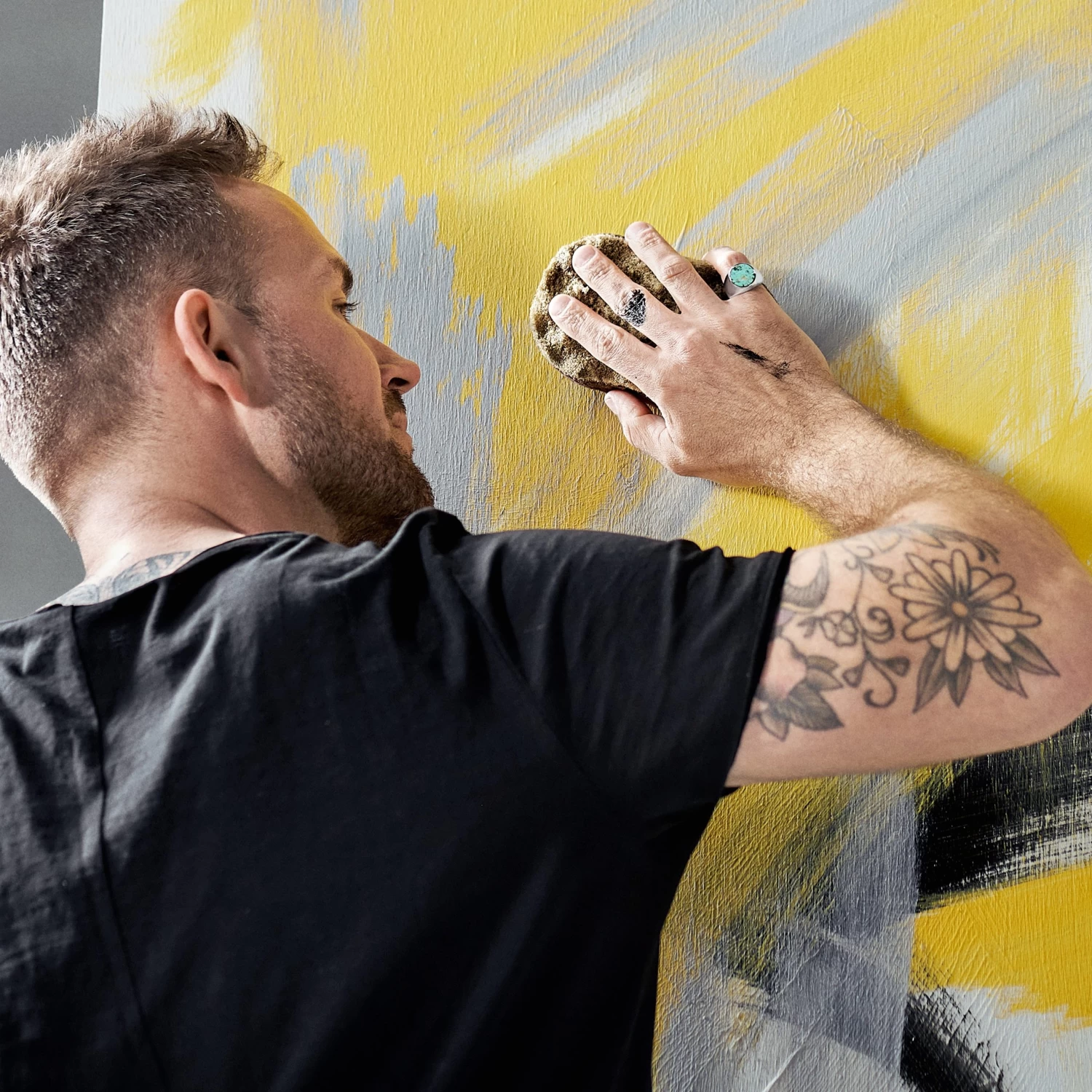 Aras | Silver-tone Stainless Steel Chrysocolla Pinky Signet Ring - Image 3