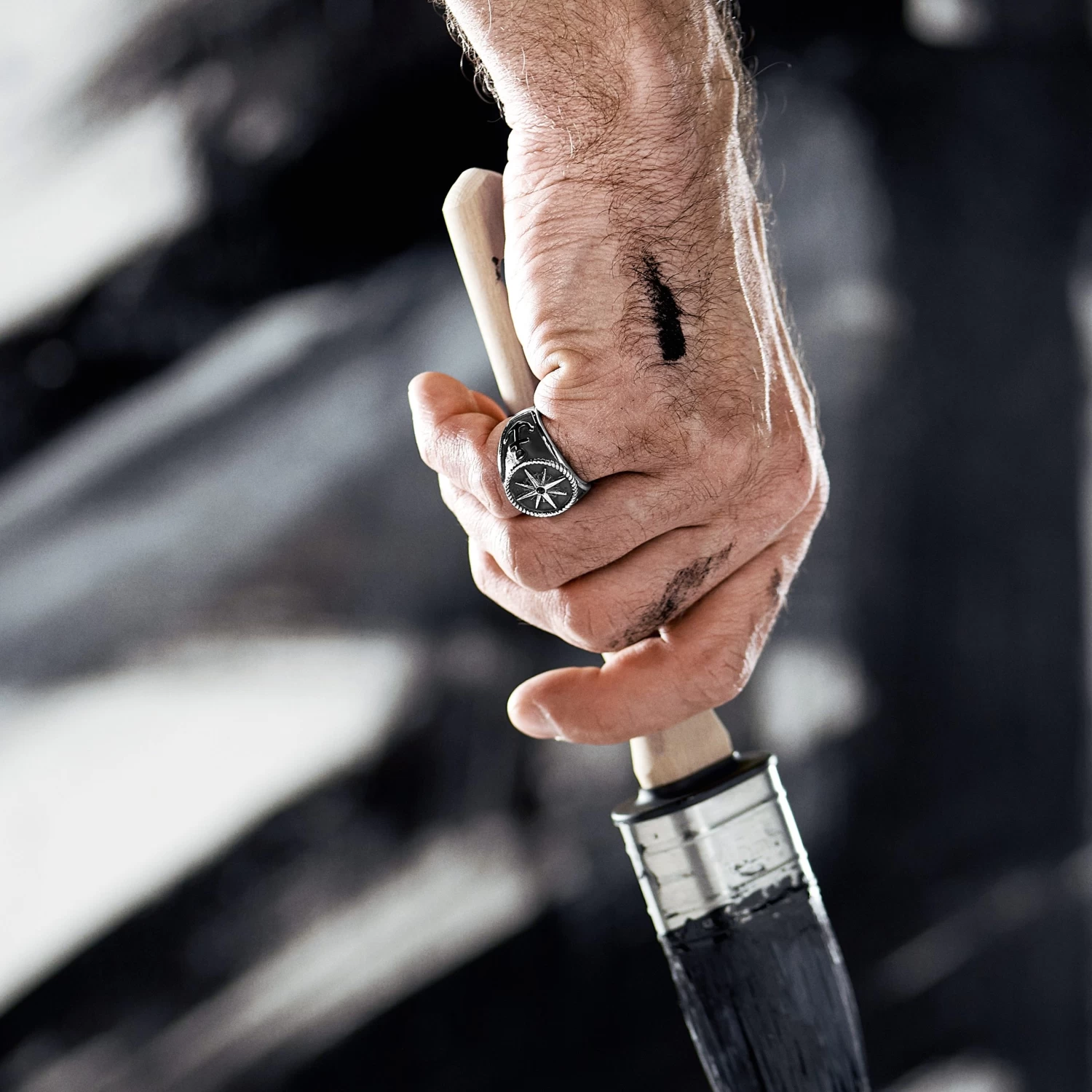 Aras | Nautical-themed Stainless Steel Pinky Signet Ring - Image 2