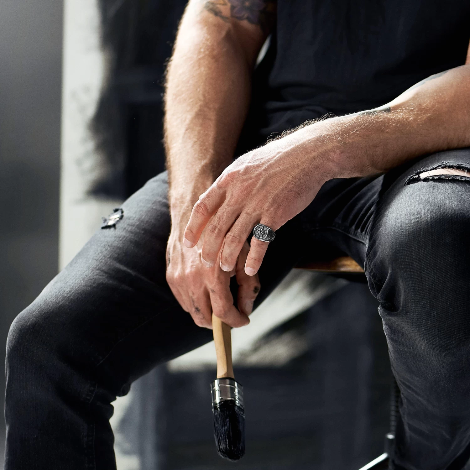 Aras | Nautical-themed Stainless Steel Pinky Signet Ring - Image 3