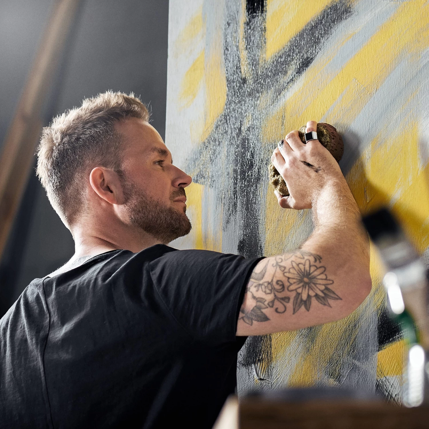 Aras | Silver-tone Stainless Steel Square Black Onyx Pinky Signet Ring - Image 3