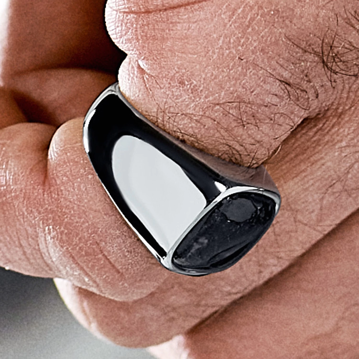 Aras | Silver-tone Stainless Steel Moss Agate Pinky Signet Ring - Image 8