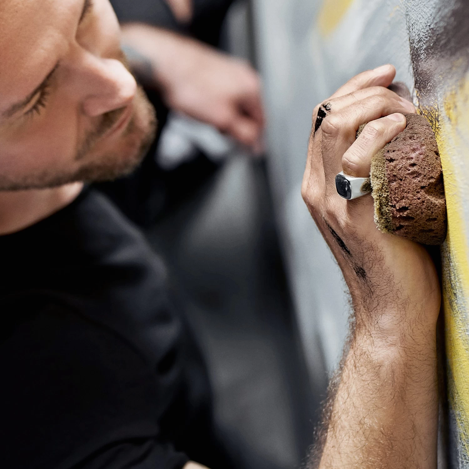 Aras | Silver-tone Stainless Steel Moss Agate Pinky Signet Ring - Image 3