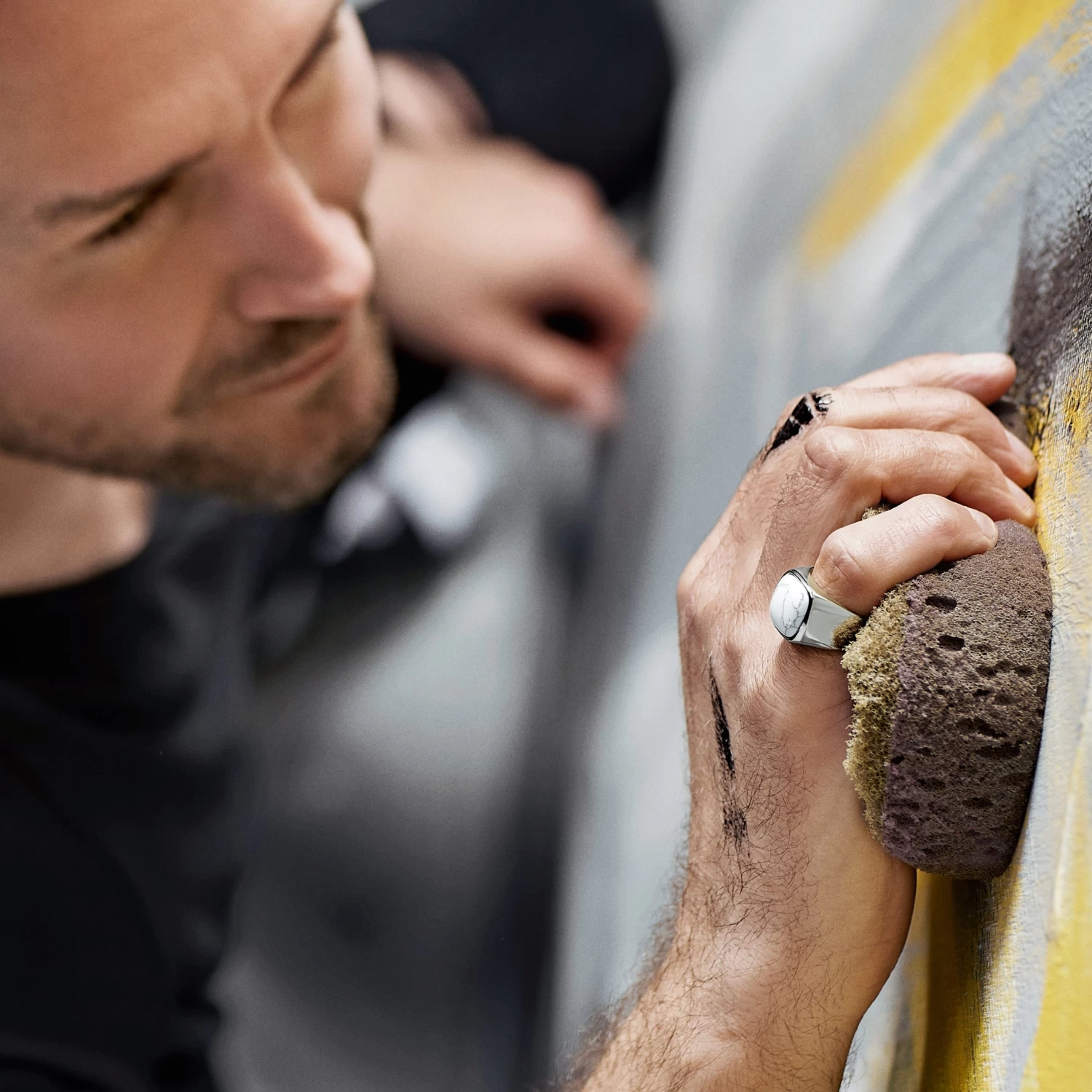 Aras | Silver-tone Stainless Steel Howlite Pinky Signet Ring - Image 3