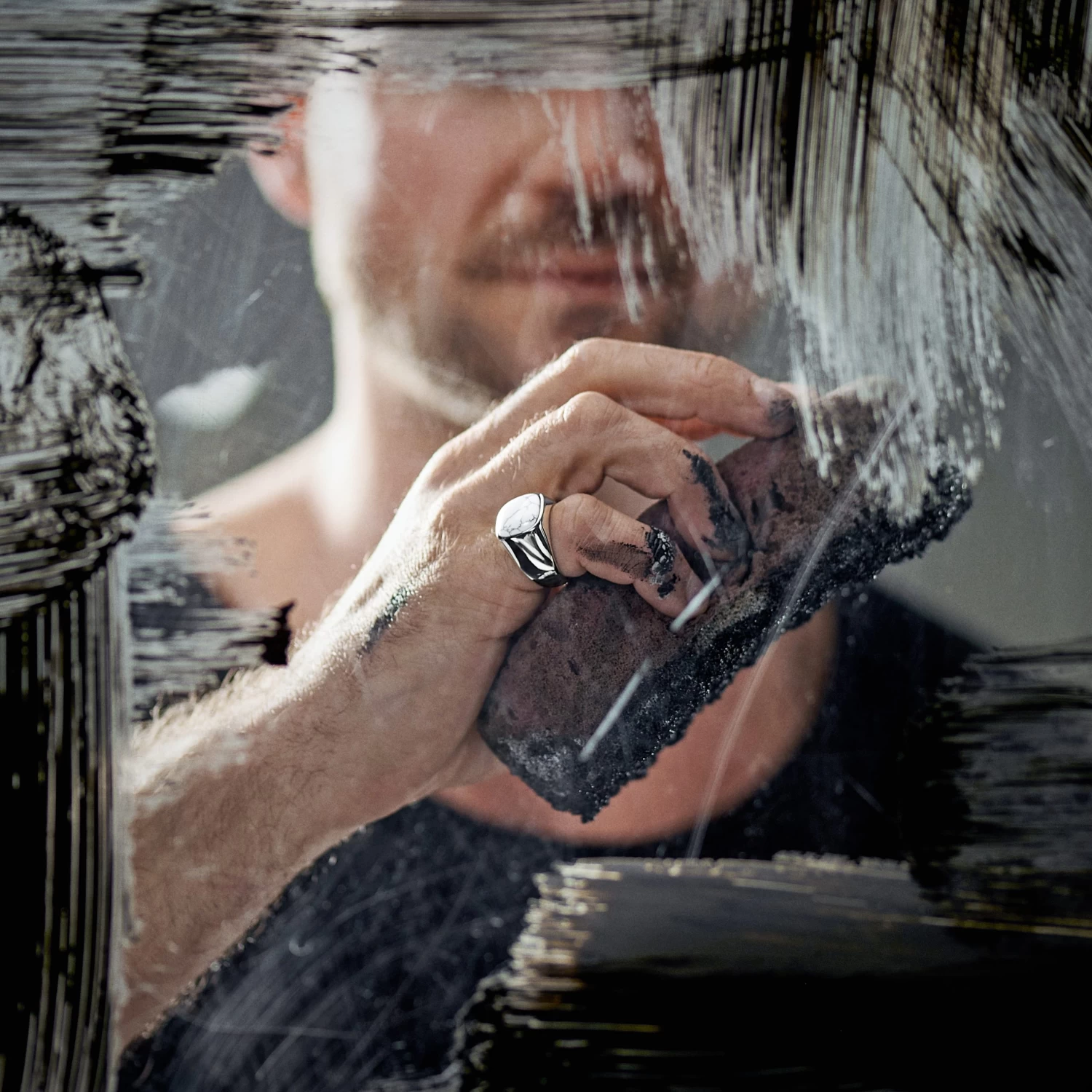 Aras | Silver-tone Stainless Steel Howlite Pinky Signet Ring - Image 5