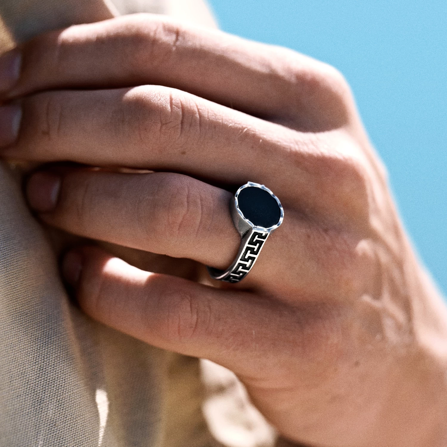 Atlantis | Onyx Stainless Steel Signet Ring - Image 2