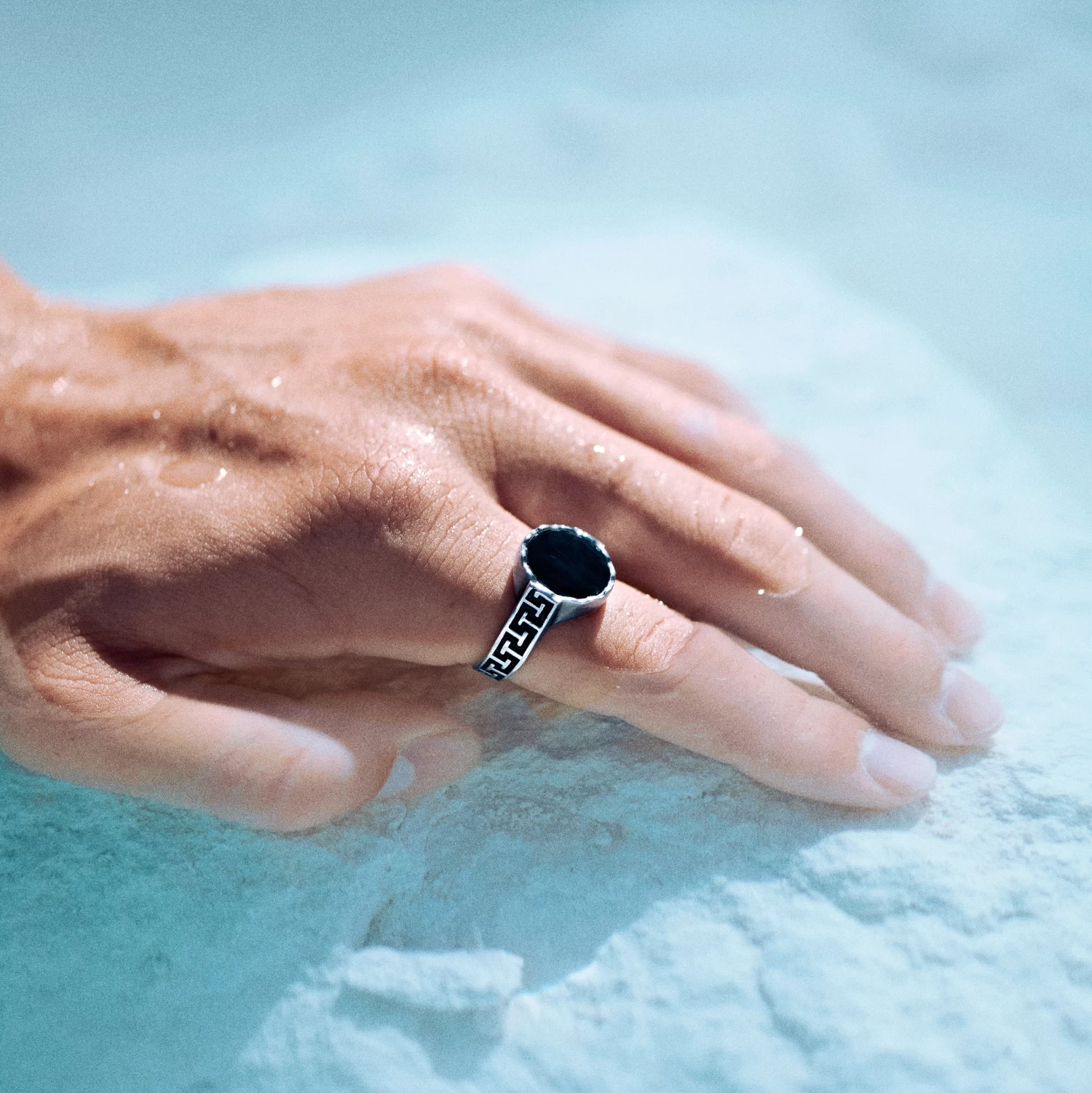 Atlantis | Onyx Stainless Steel Signet Ring - Image 3