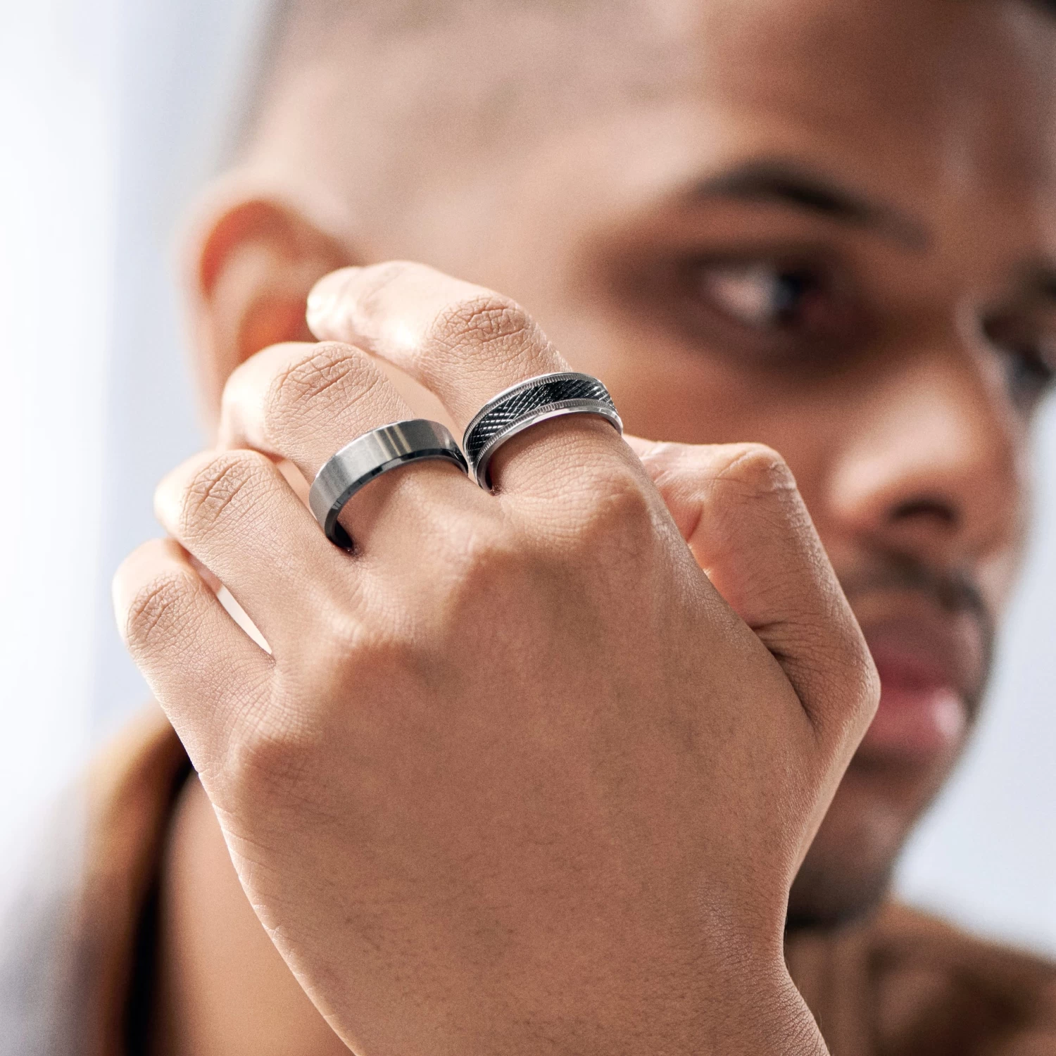 Aesop | 8 Mm Silver-Tone Titanium With Black Edges Ring - Image 2