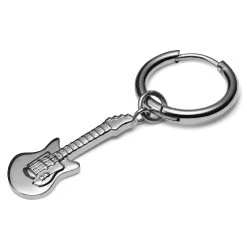 Silver-Tone Stainless Steel Guitar Hoop Earring
