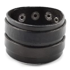 Classic Black Leather Cuff Bracelet