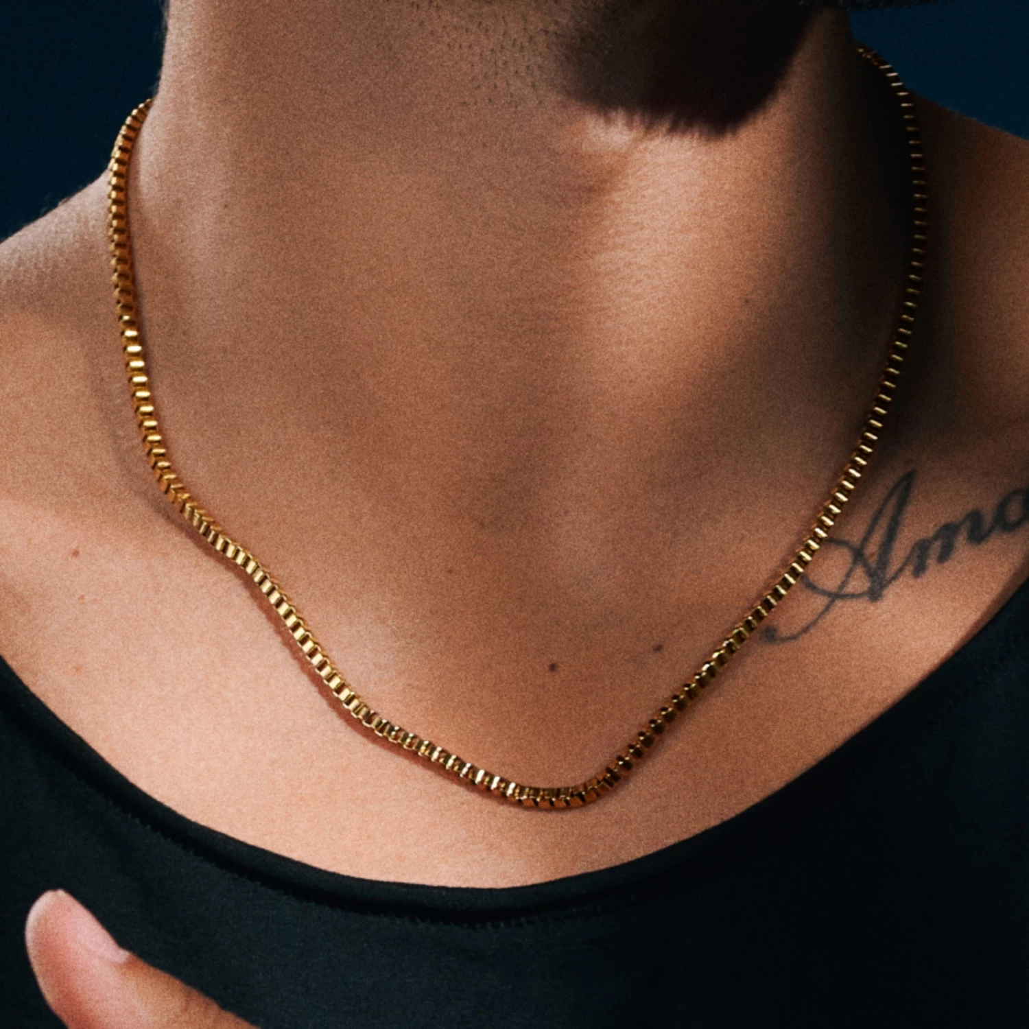 Essentials | 3 Mm Gold-Tone Square Box Chain Necklace - Image 6